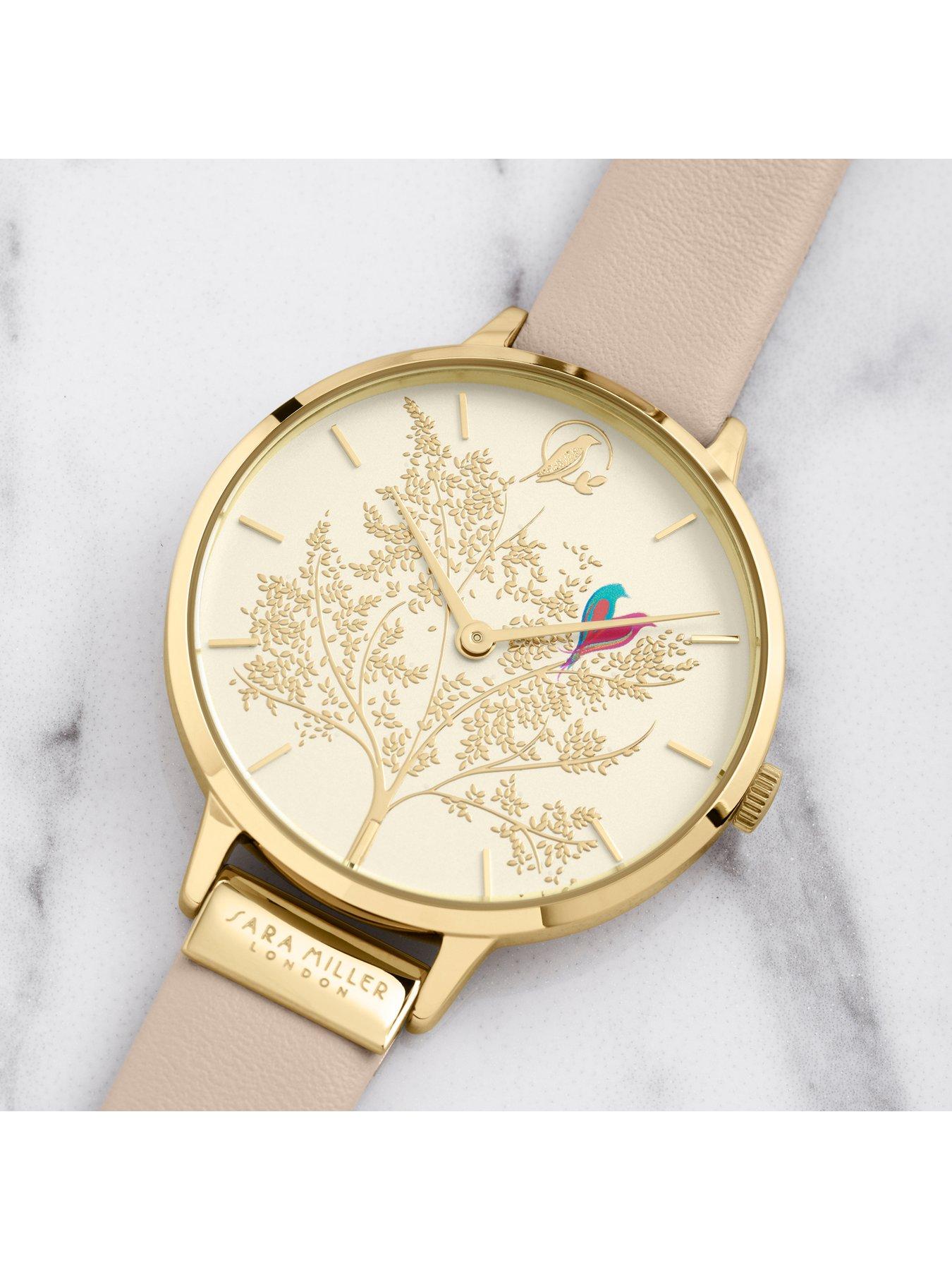 Jewellery & watches Chelsea White and Gold Detail Love Birds 38mm Dial Nude Leather Strap Ladies Watch - Nude