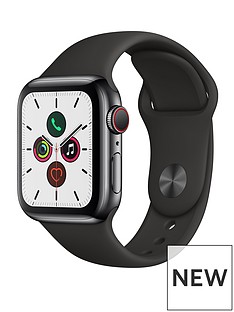 Apple Watch Series 5 (GPS + Cellular), 40mm Space Black Stainless Steel Case with Black Sport Band