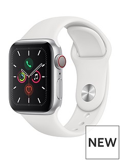 Apple Watch Series 5 (GPS + Cellular), 40mm Silver Aluminium Case with White Sport Band