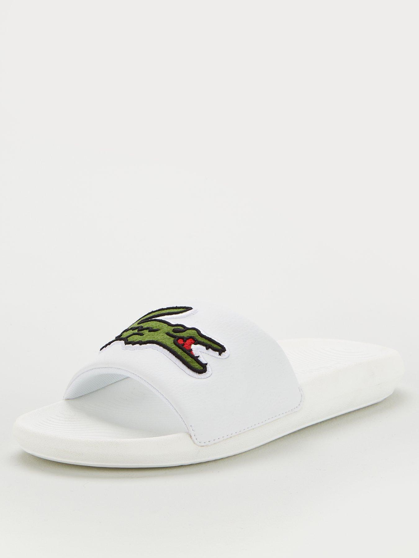 lacoste sliders white mens