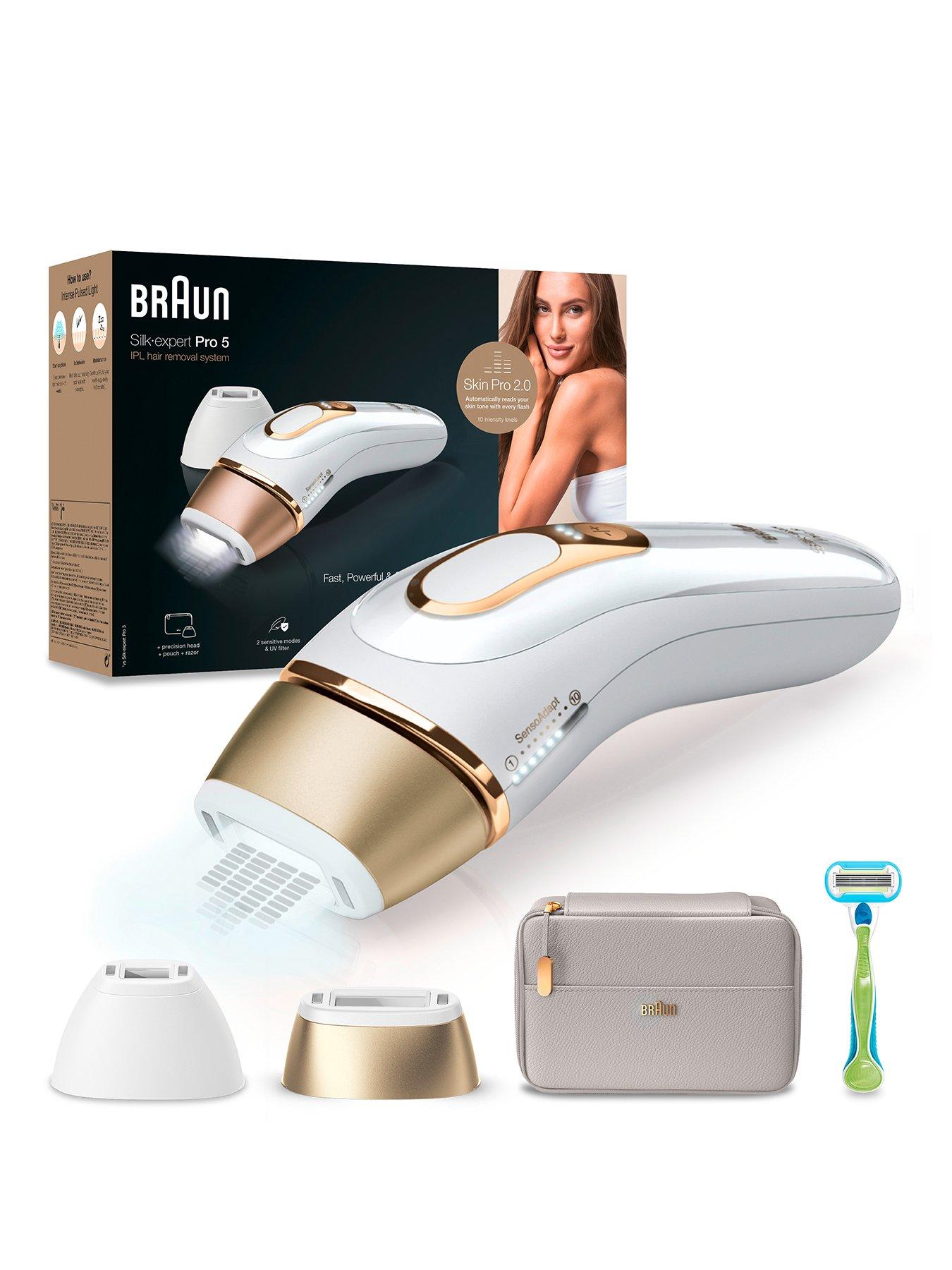 undefined IPL Silk-Expert Pro 5, At Home Hair Removal Device with Pouch PL5124 - White/Gold
