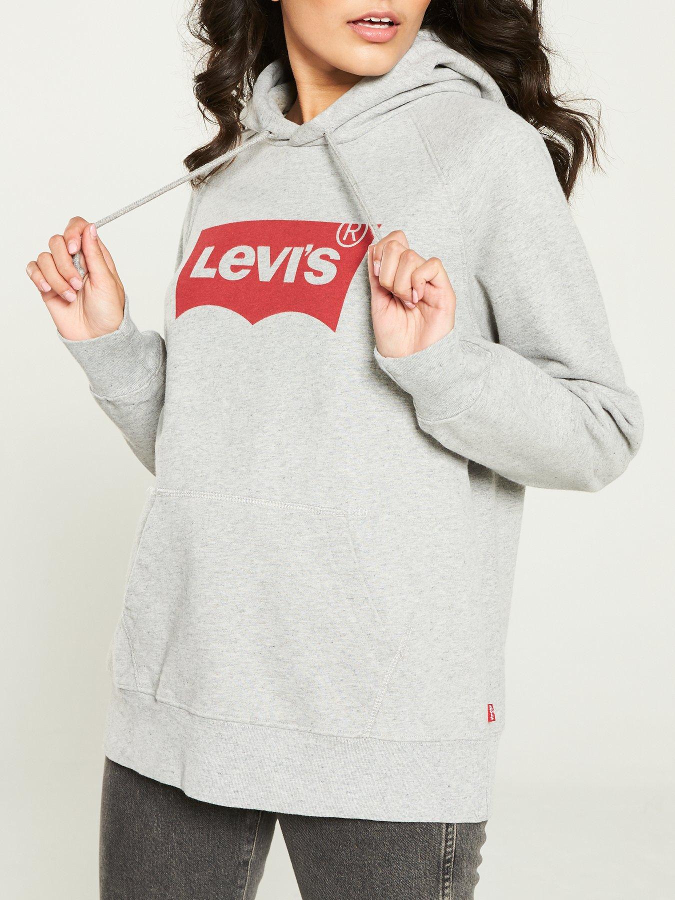 levi's graphic sports hoodie grey