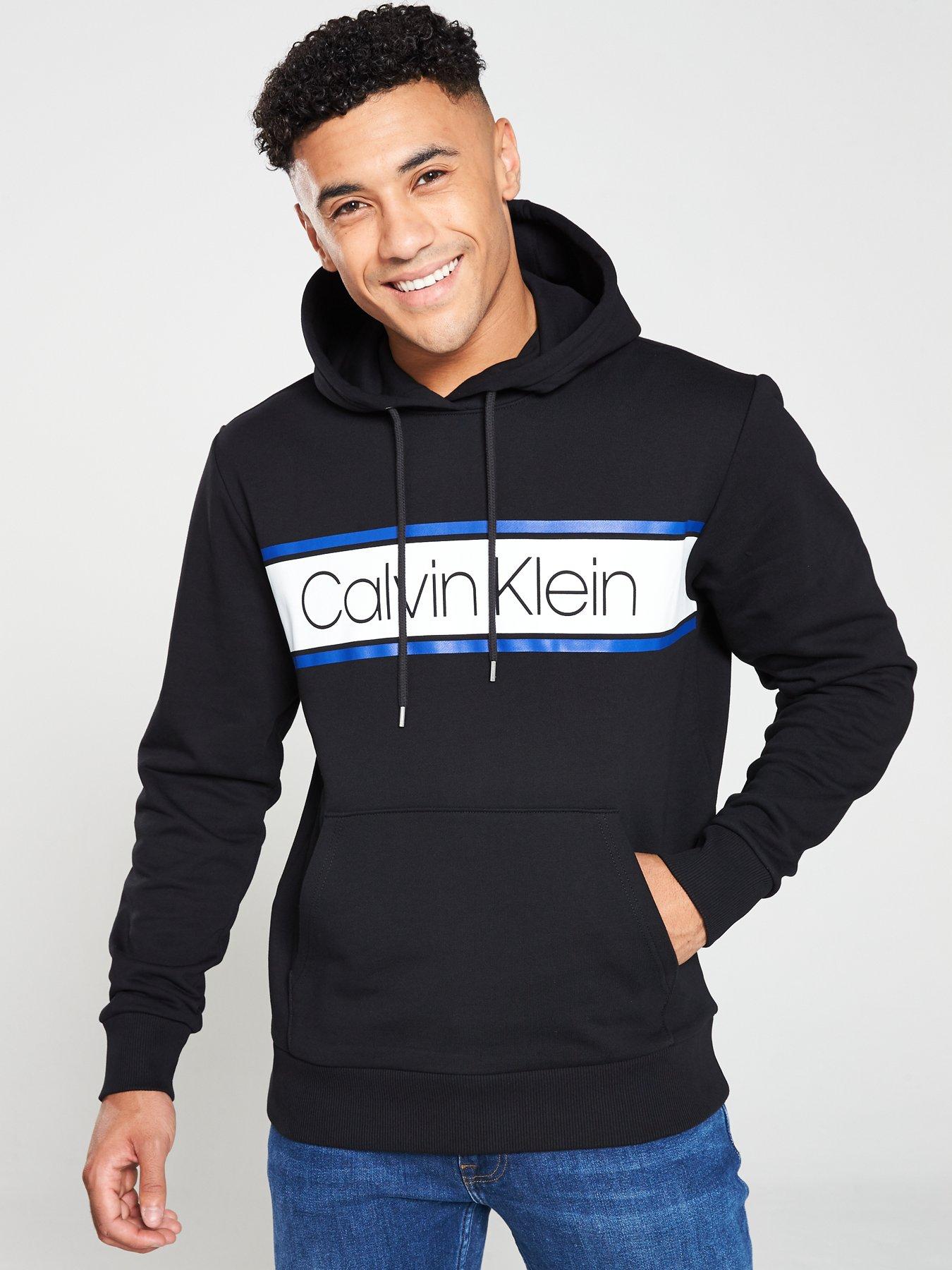 calvin klein stripe logo hoodie