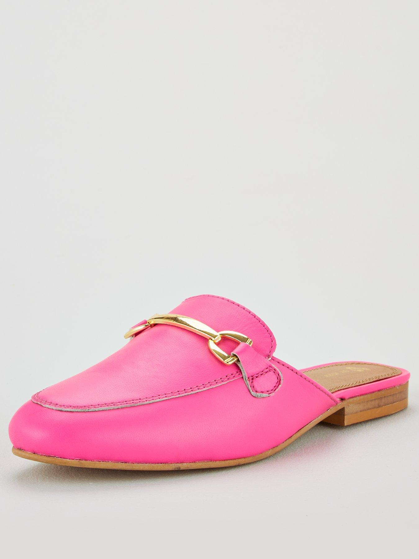 pink backless loafers