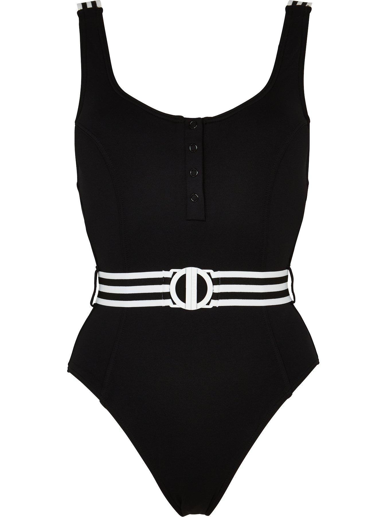 seafolly belted tank swimsuit black