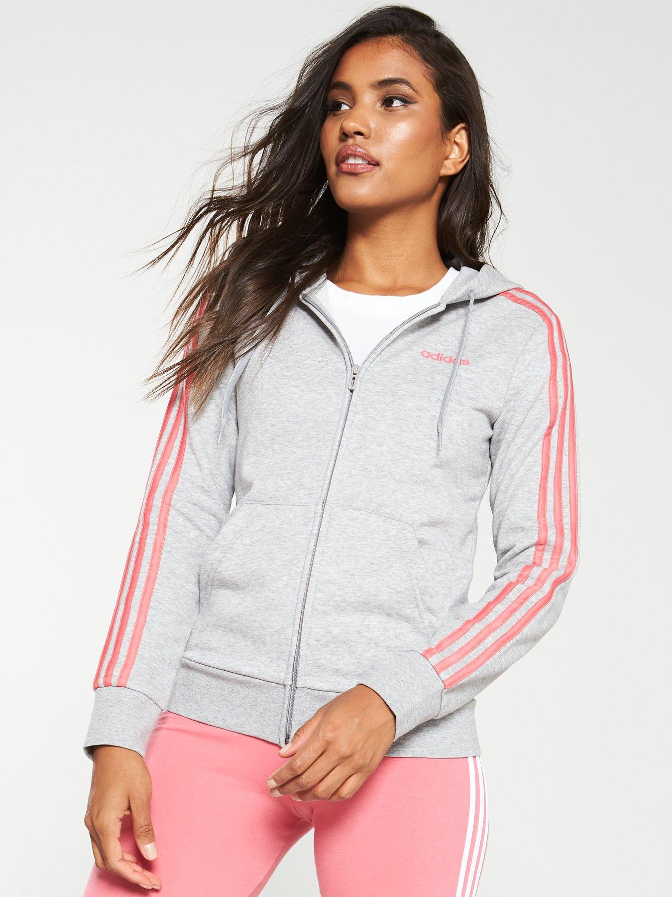 adidas grey and pink hoodie
