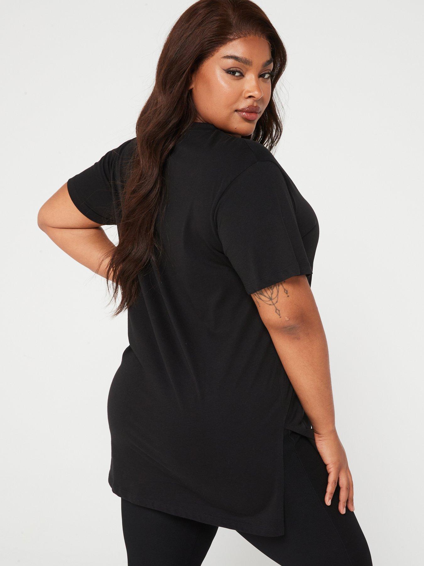 LIMITED COLLECTION Curve Black Oversized Side Split T-shirt