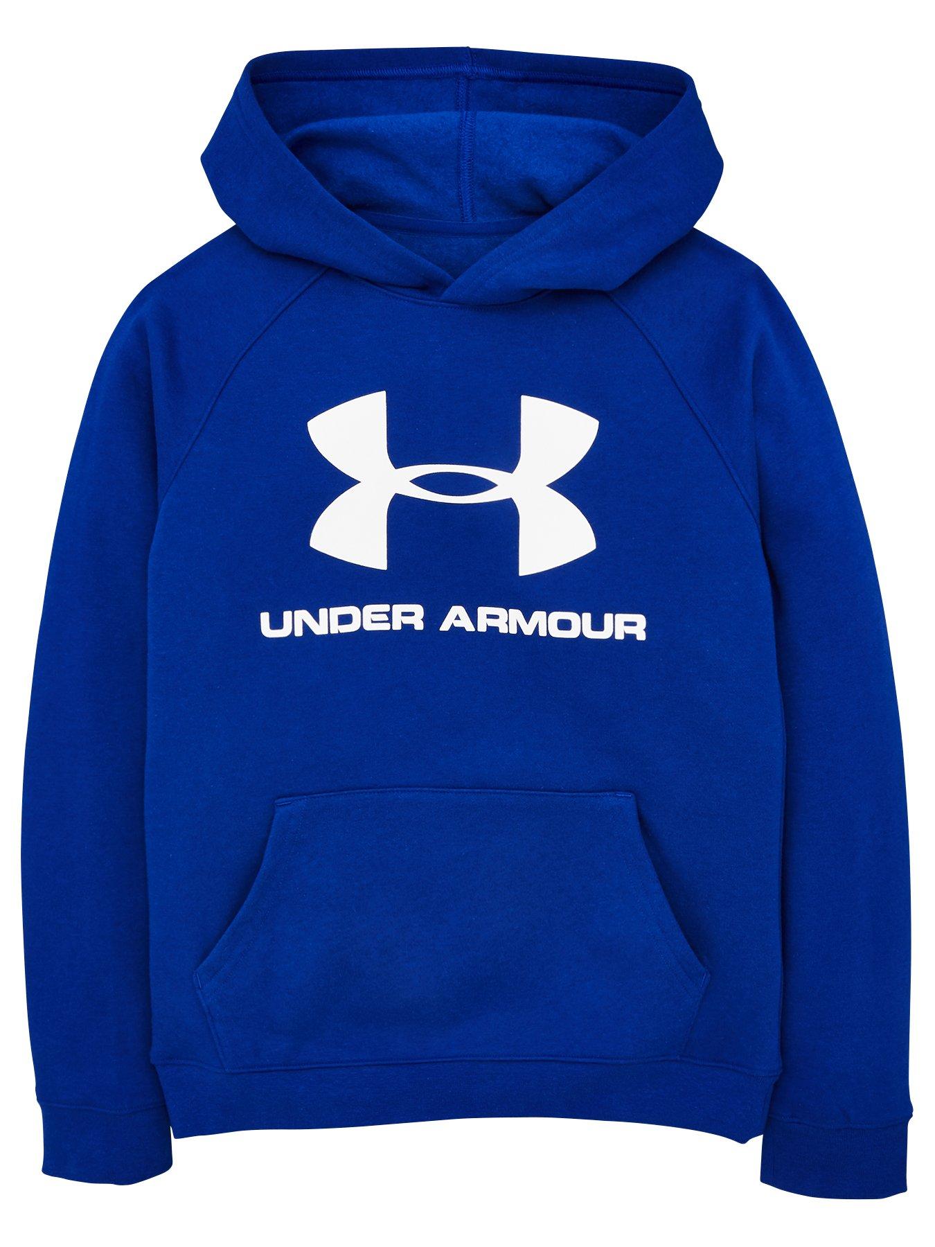 blue and white under armour hoodie