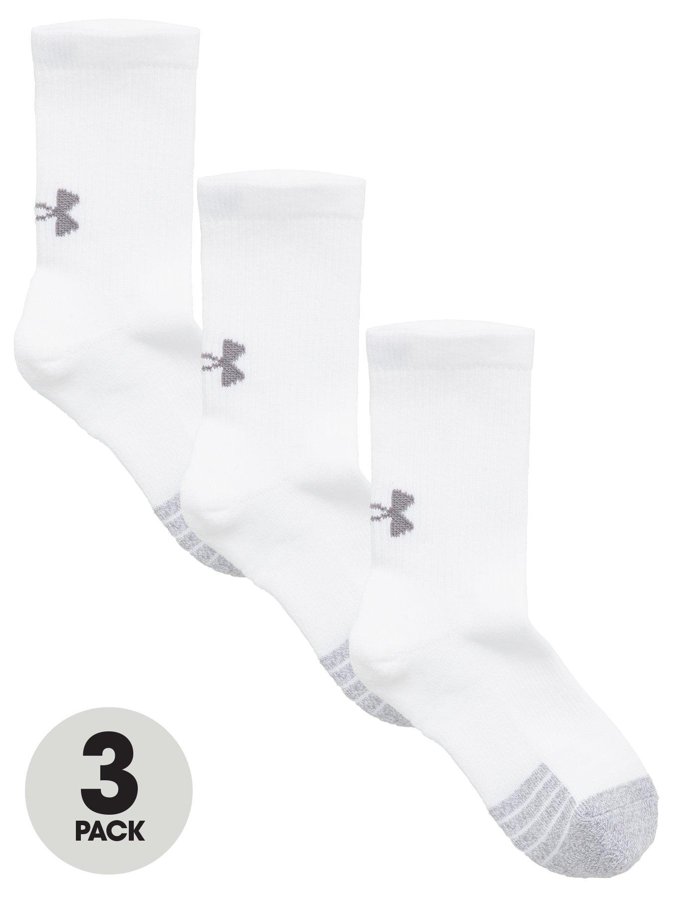  Under Armour  Youth HeatGear Crew Socks 3-Pack | YLG | White
