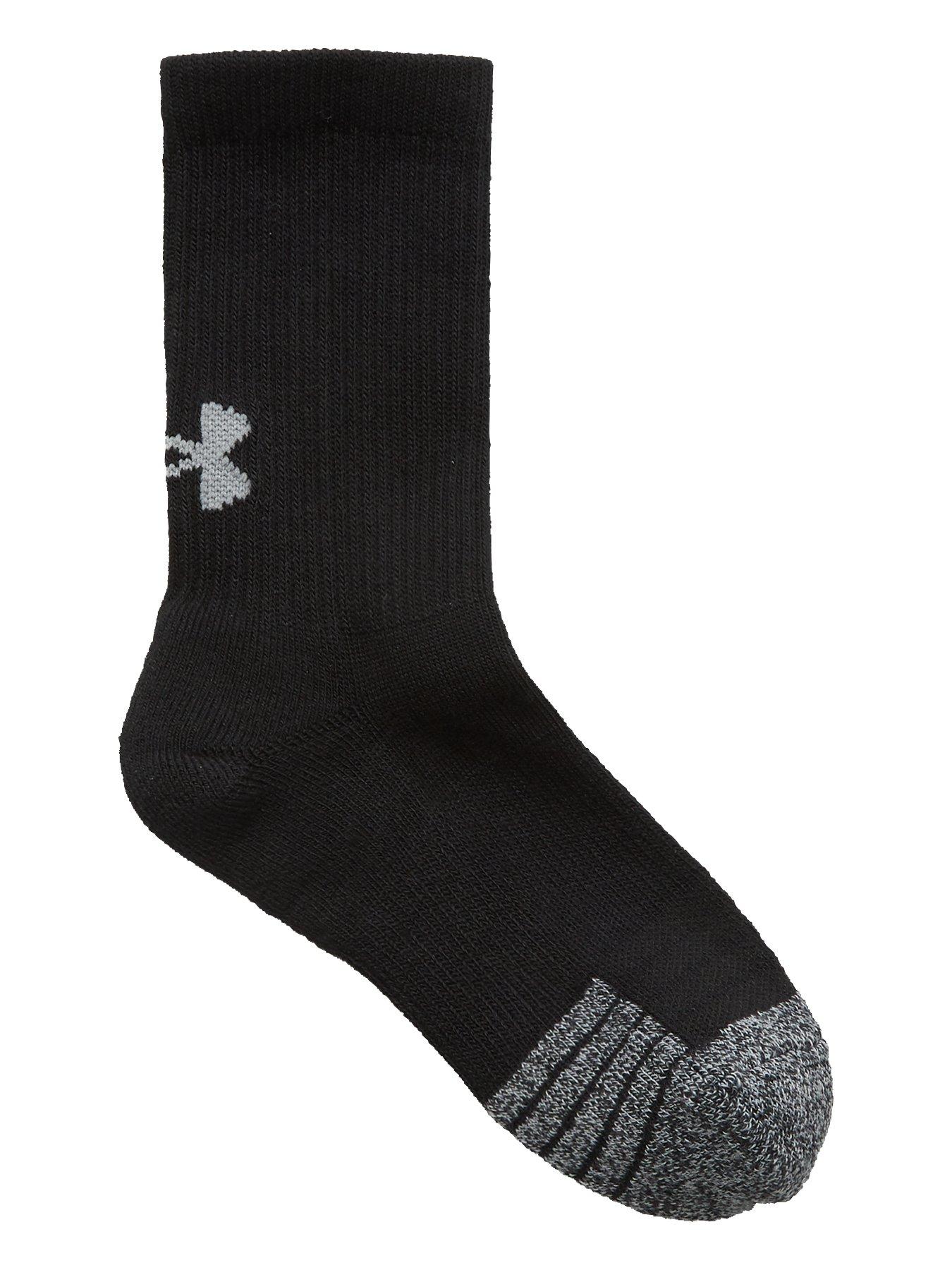 UNDER ARMOUR Youth Heatgear Crew 3 Pack Socks Black very.co.uk