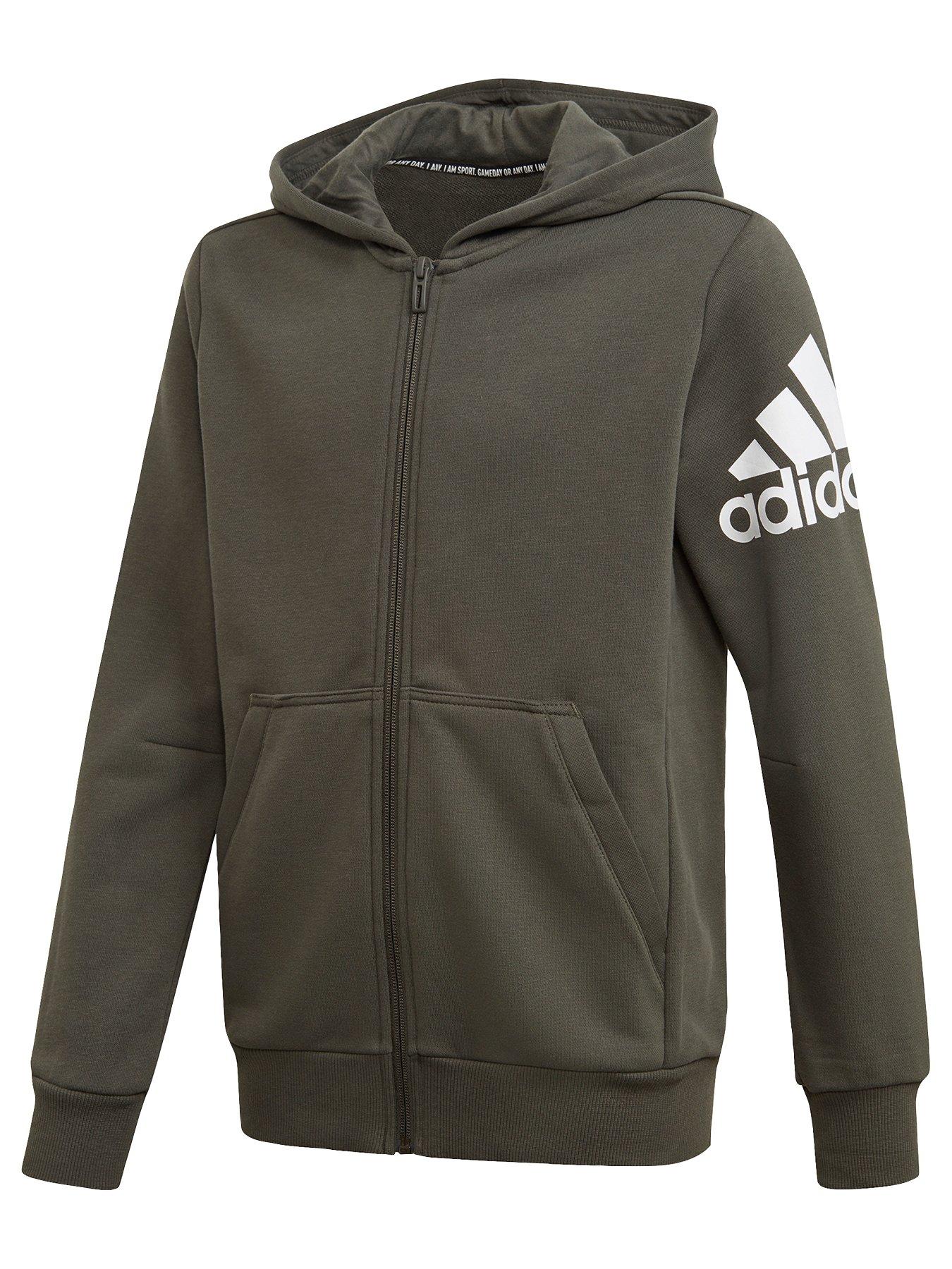 adidas khaki zip hoodie