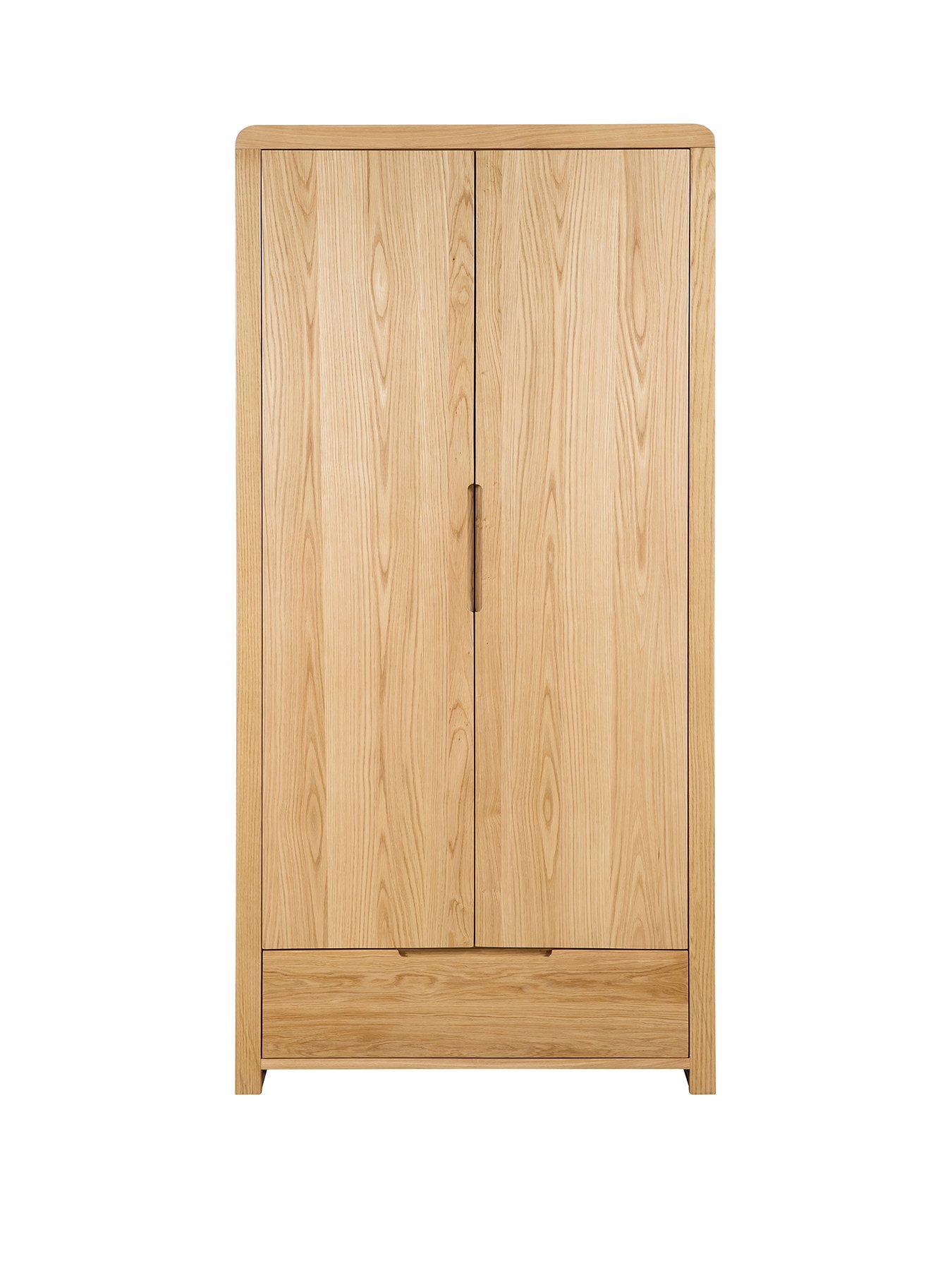 Julian Bowen Newman Curve 2 Door 1 Drawer Solid Oak Oak Veneer