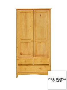 Julian Bowen Kendal Solid Pine 2 Door, 3 Drawer Combination Wardrobe