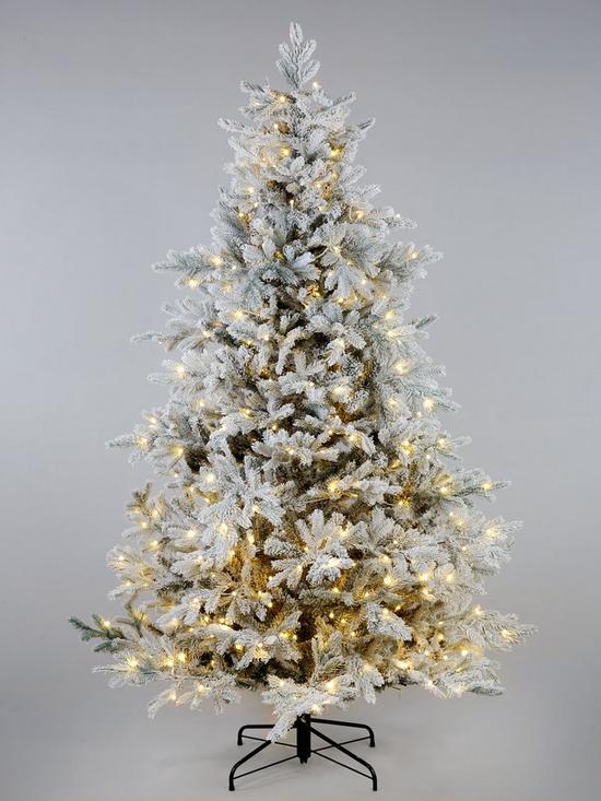 front image of pre-lit-frosted-real-look-bell-shaped-christmas-tree-6ft