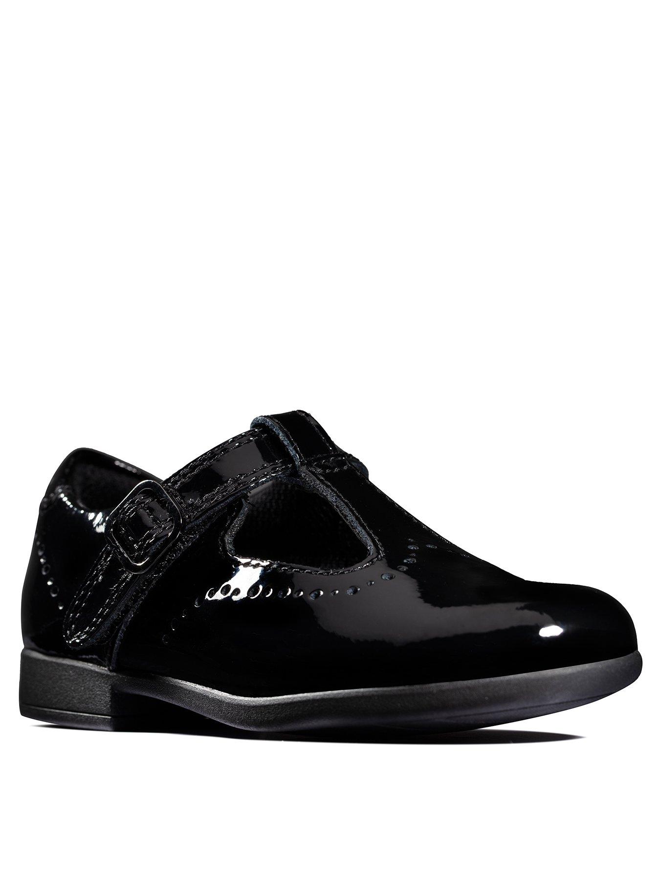 clarks black t bar shoes