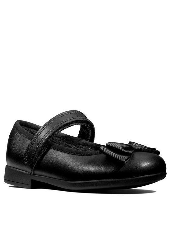 front image of clarks-scala-tap-bow-school-shoes-black-leather