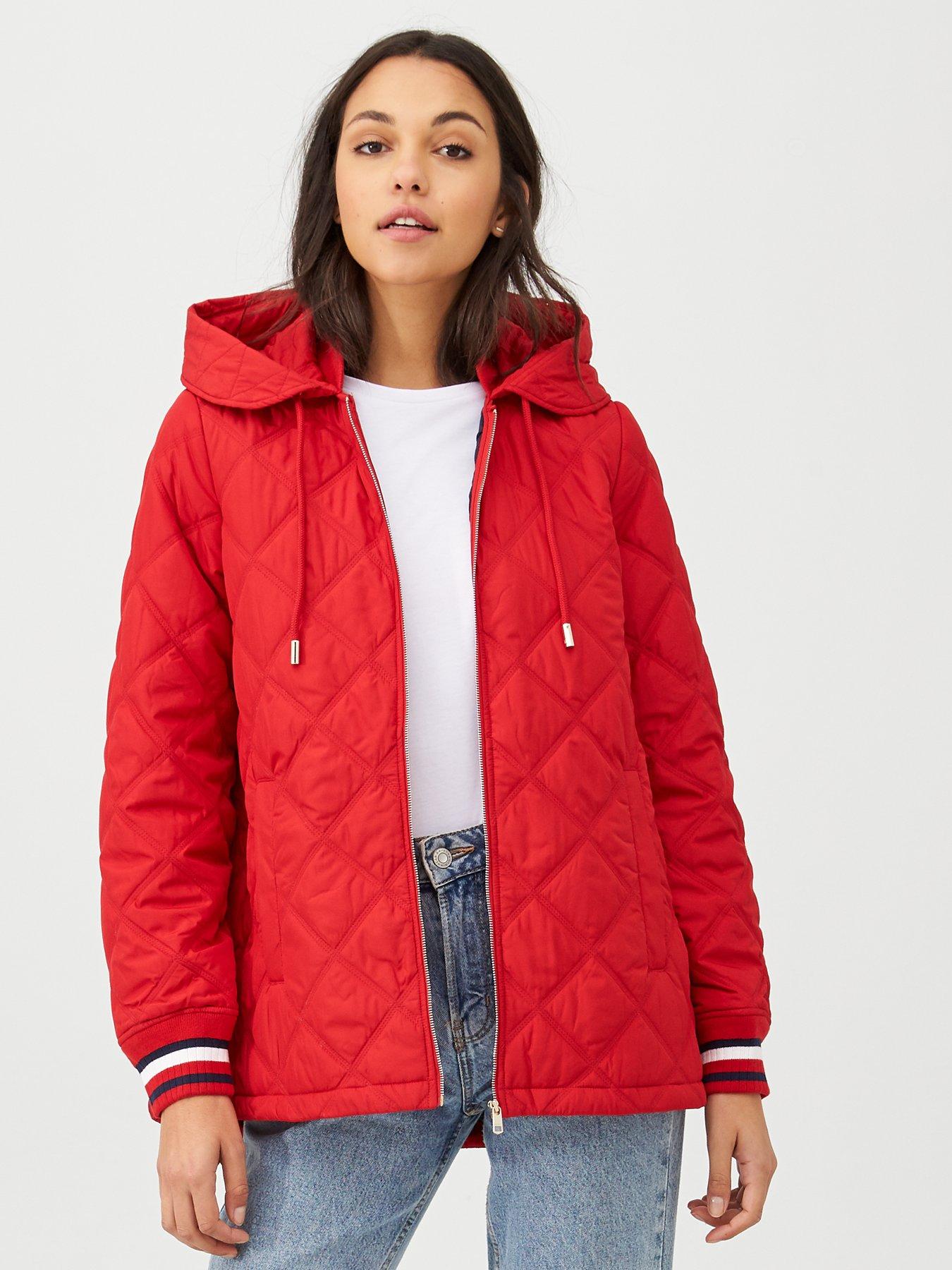 womens red tommy hilfiger jacket