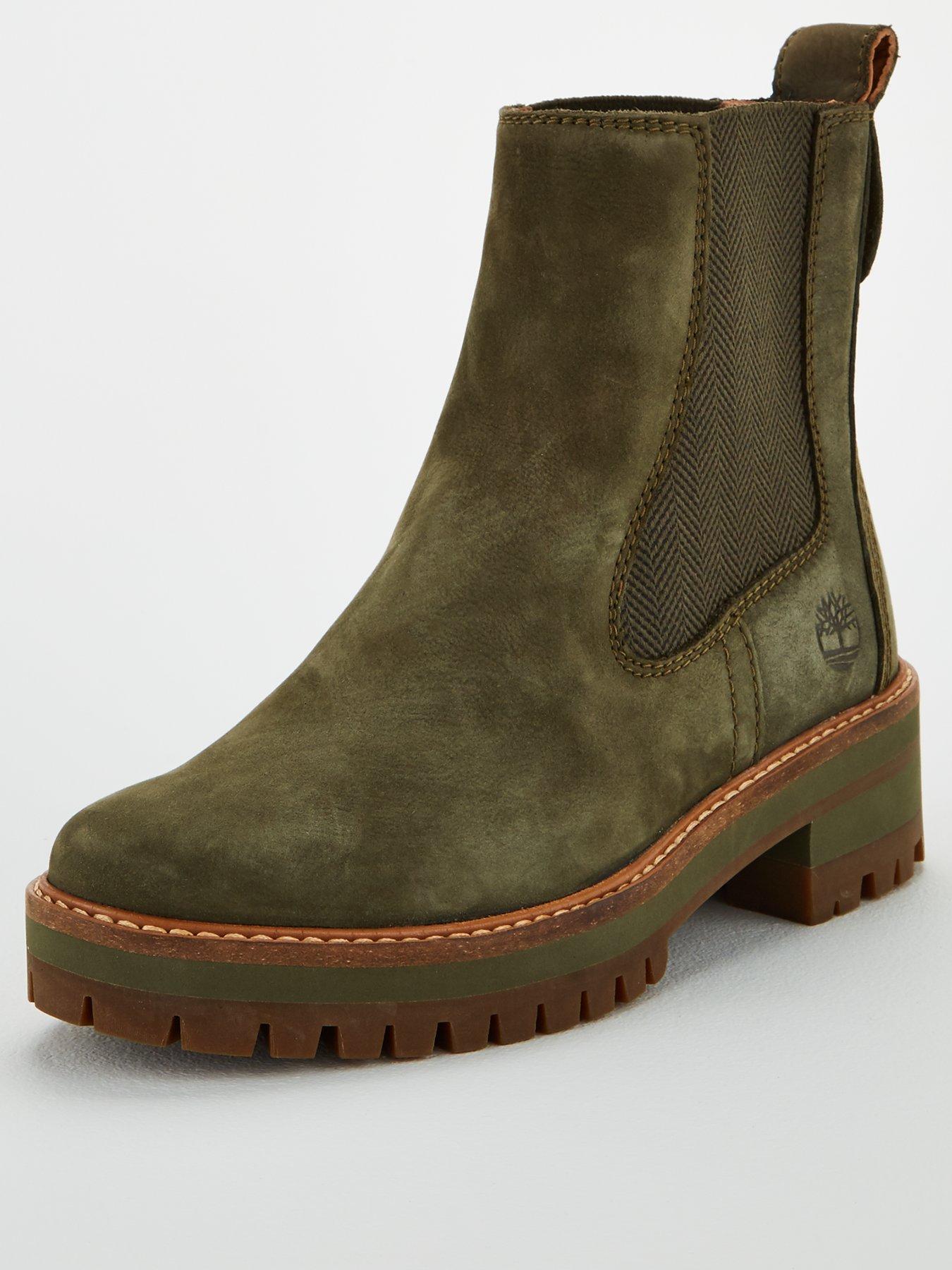 timberland courmayeur valley olive leather chelsea pull on ankle boots