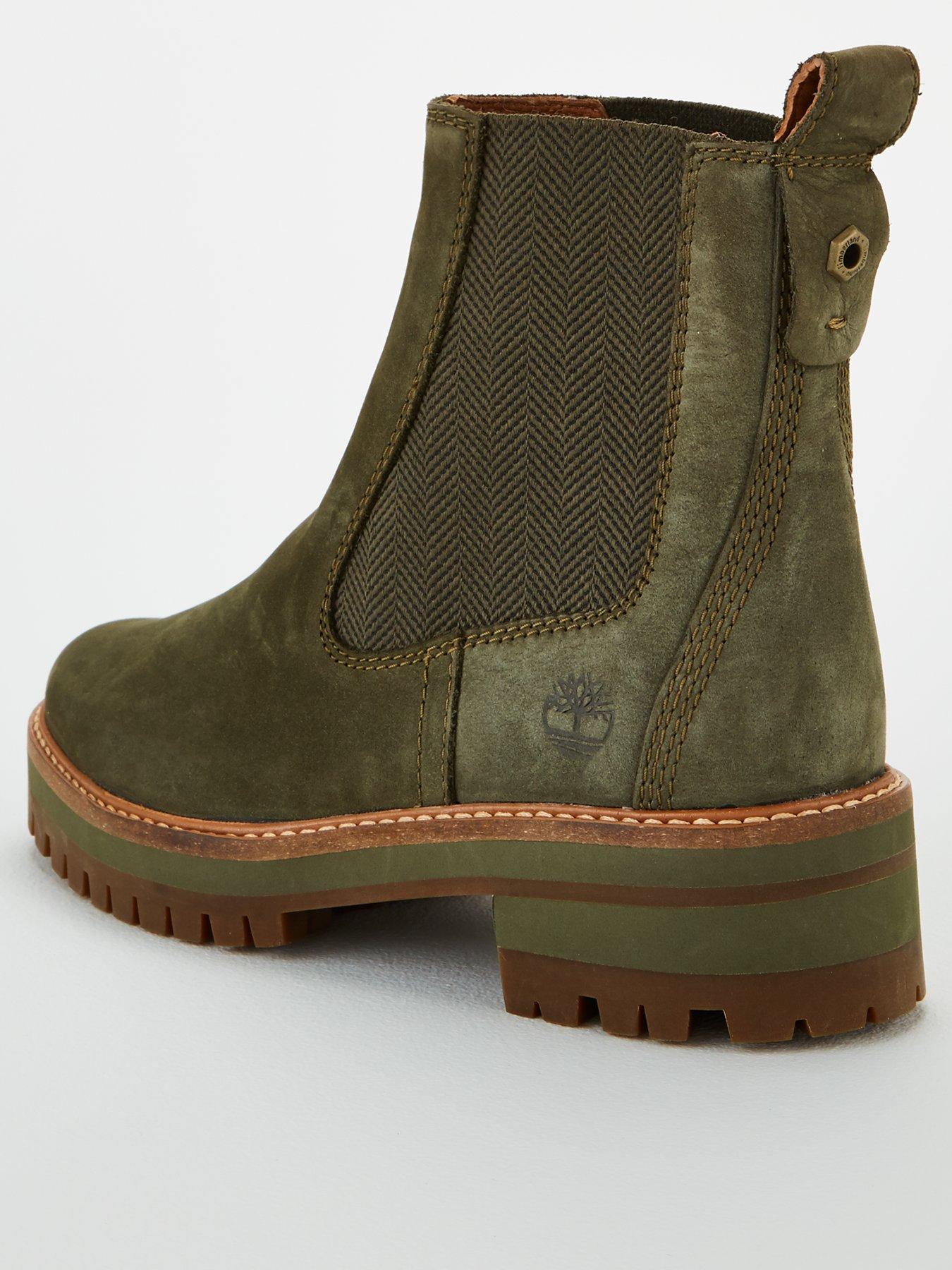 timberland courmayeur valley olive leather chelsea pull on ankle boots
