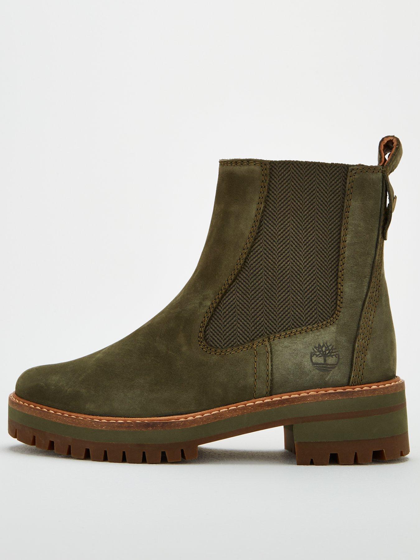 timberland courmayeur valley olive leather chelsea pull on ankle boots