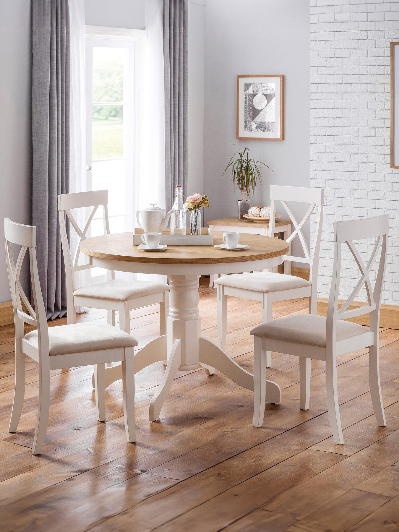 Round oak dining table deals and 4 chairs