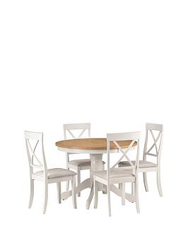 Product photograph of Julian Bowen Davenport 106 Cm Round Dining Table 4 Chairs from very.co.uk