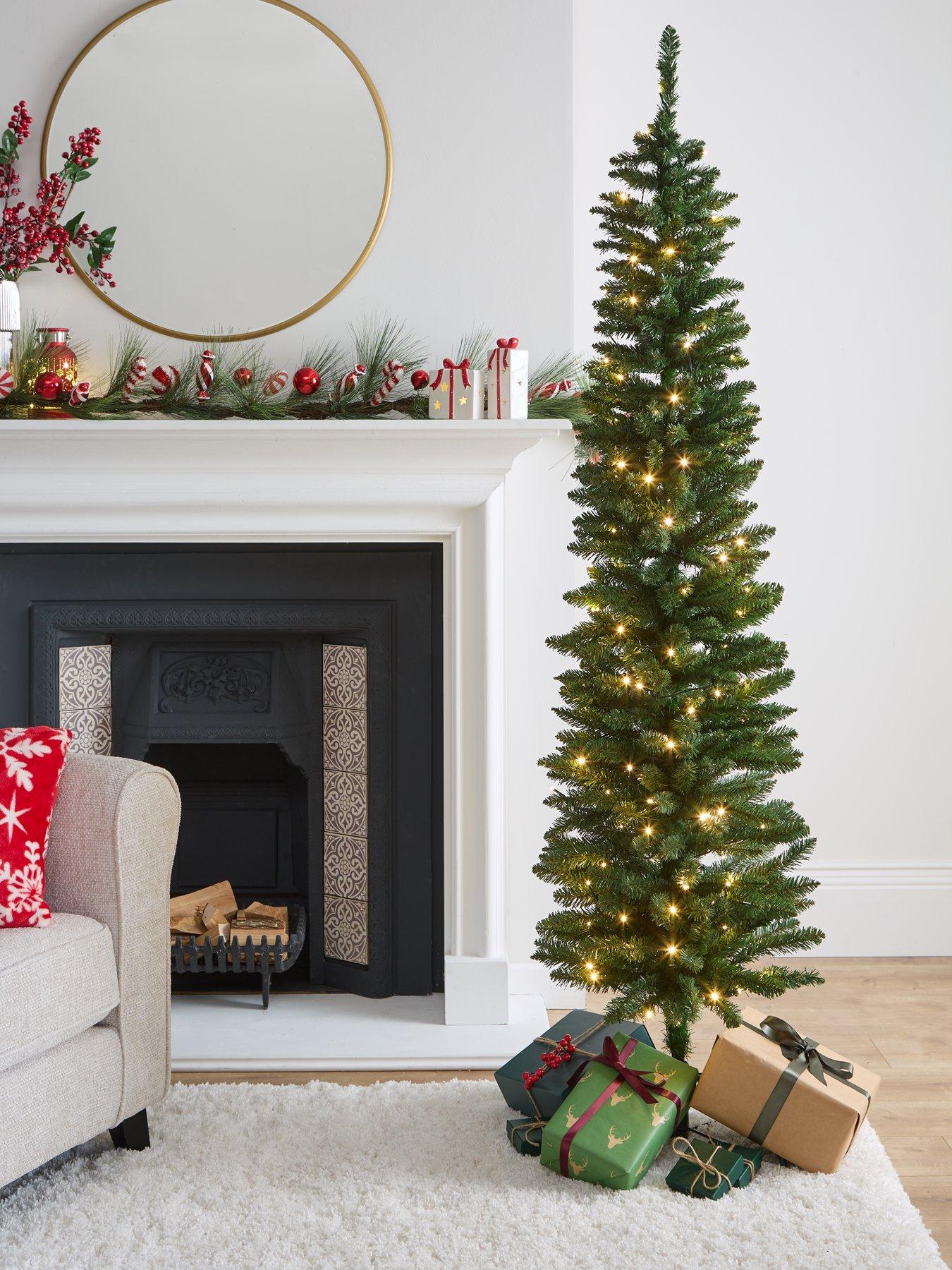 Pre-Lit Pencil Christmas Tree - 6Ft | Very.co.uk