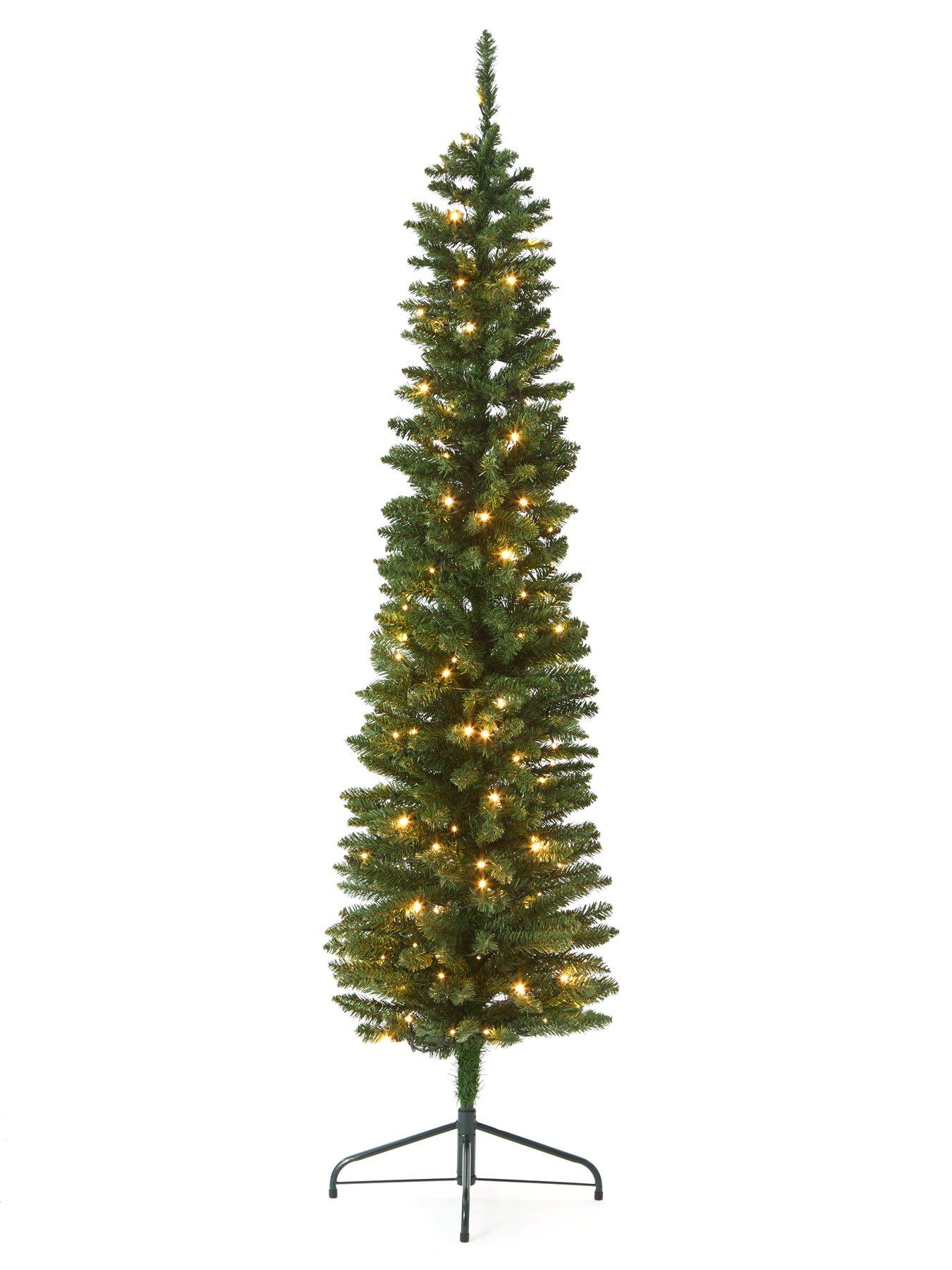 Pre-Lit Pencil Christmas Tree - 6Ft | Very.co.uk