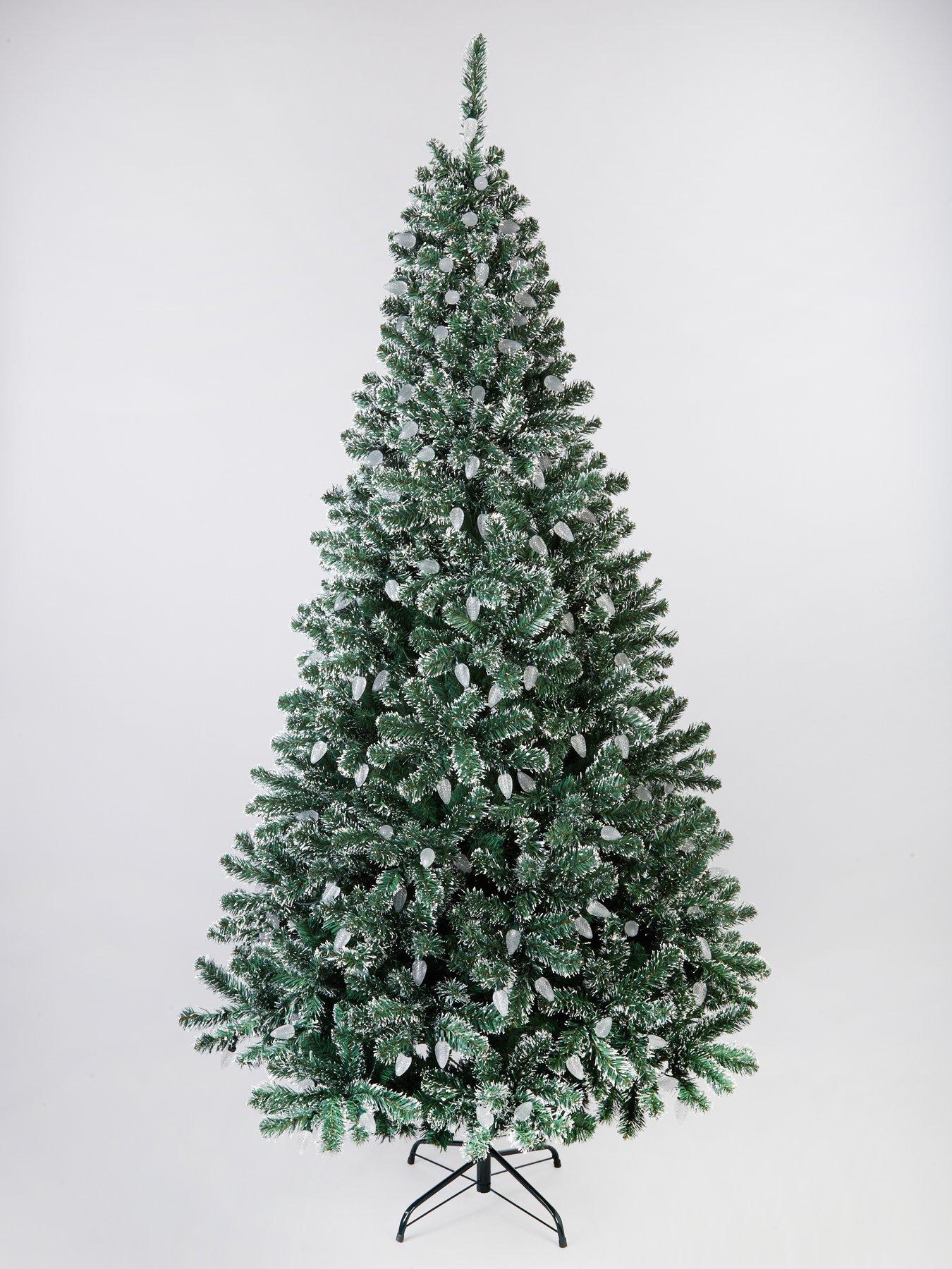 SnowTipped Christmas Tree with Pinecone Lights 7 ft very.co.uk