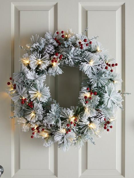 very-home-bavarian-pre-lit-christmas-wreath-60-cm