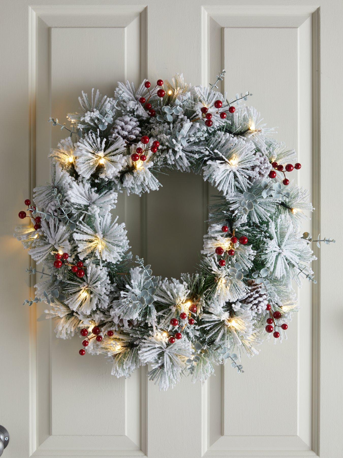 Product photograph of Very Home Bavarian Pre-lit Christmas Wreath - 60 Cm from very.co.uk