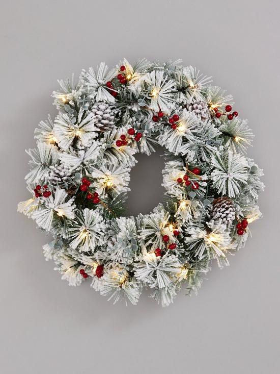 stillFront image of very-home-bavarian-pre-lit-christmas-wreath-60-cm