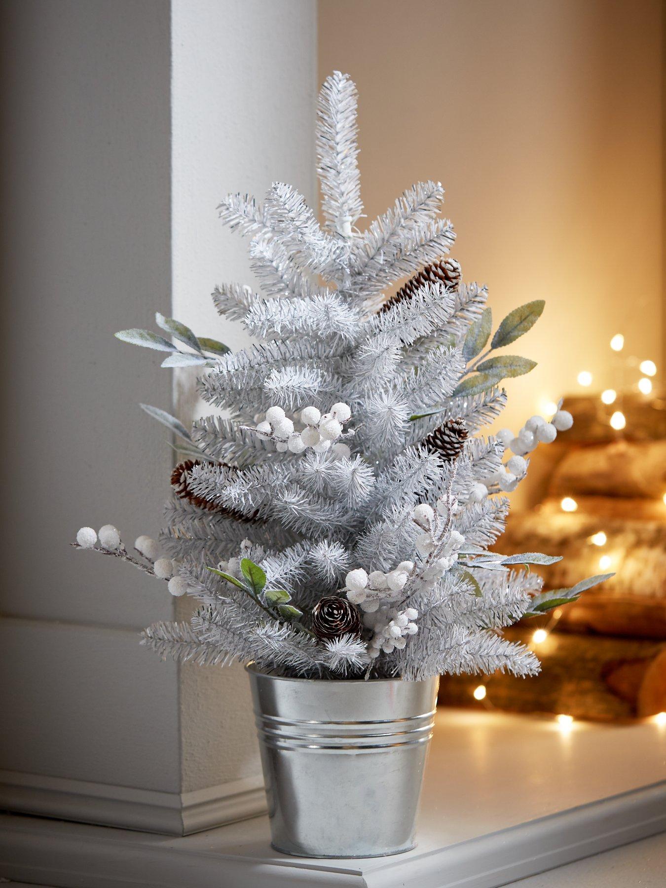 Silver Grey and White Berry Table-Top Christmas Tree | very.co.uk