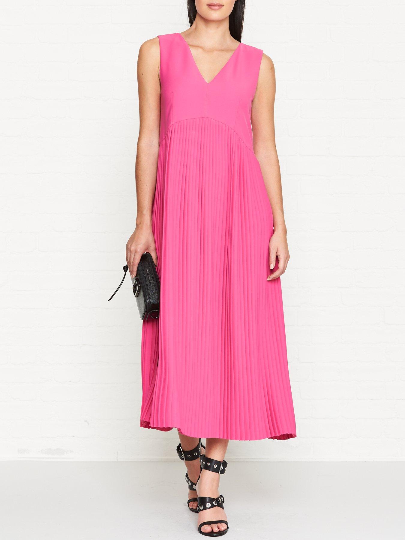 pink midi kenzo pleated sleeveless dress very