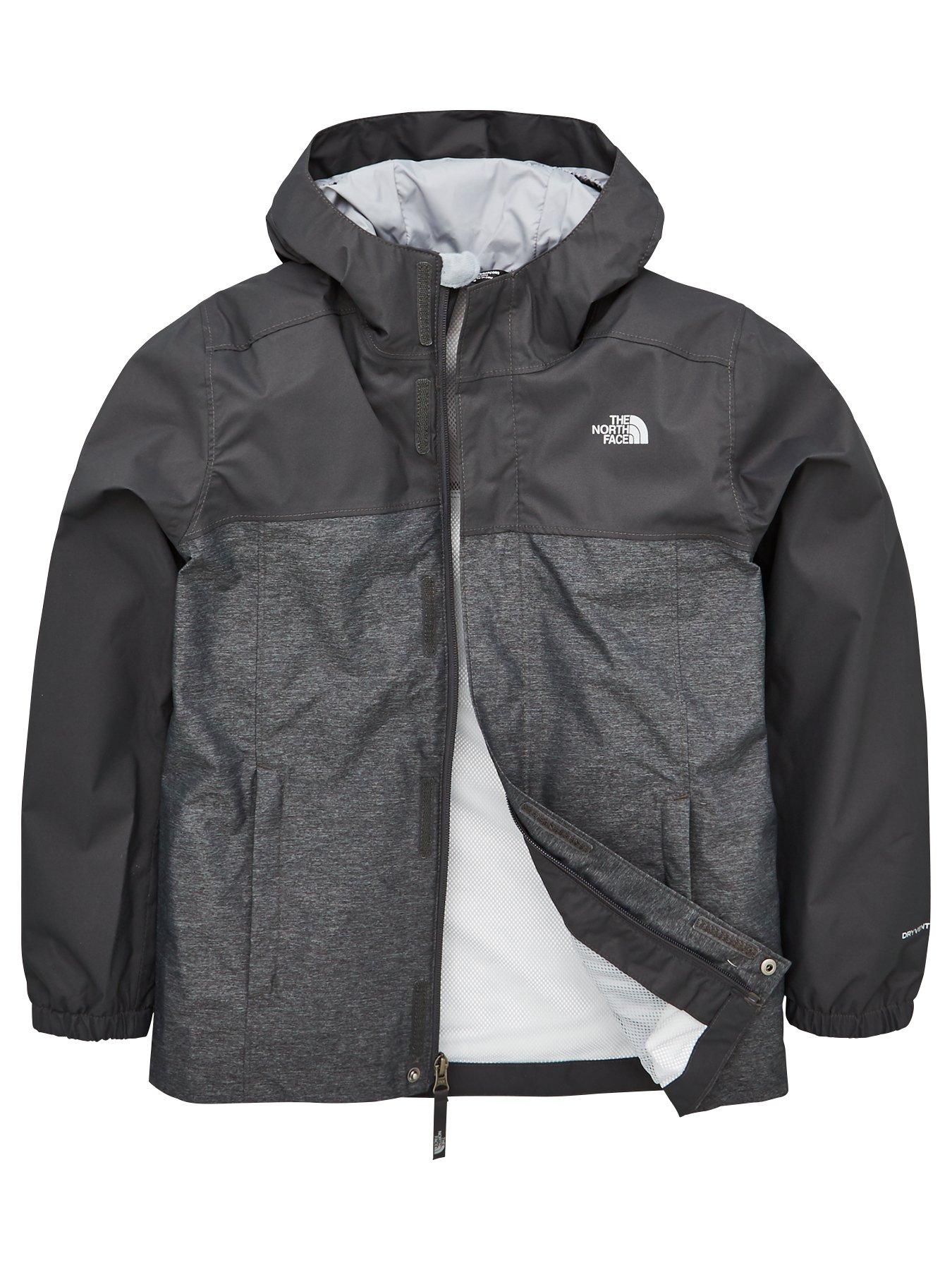black and gray north face jacket