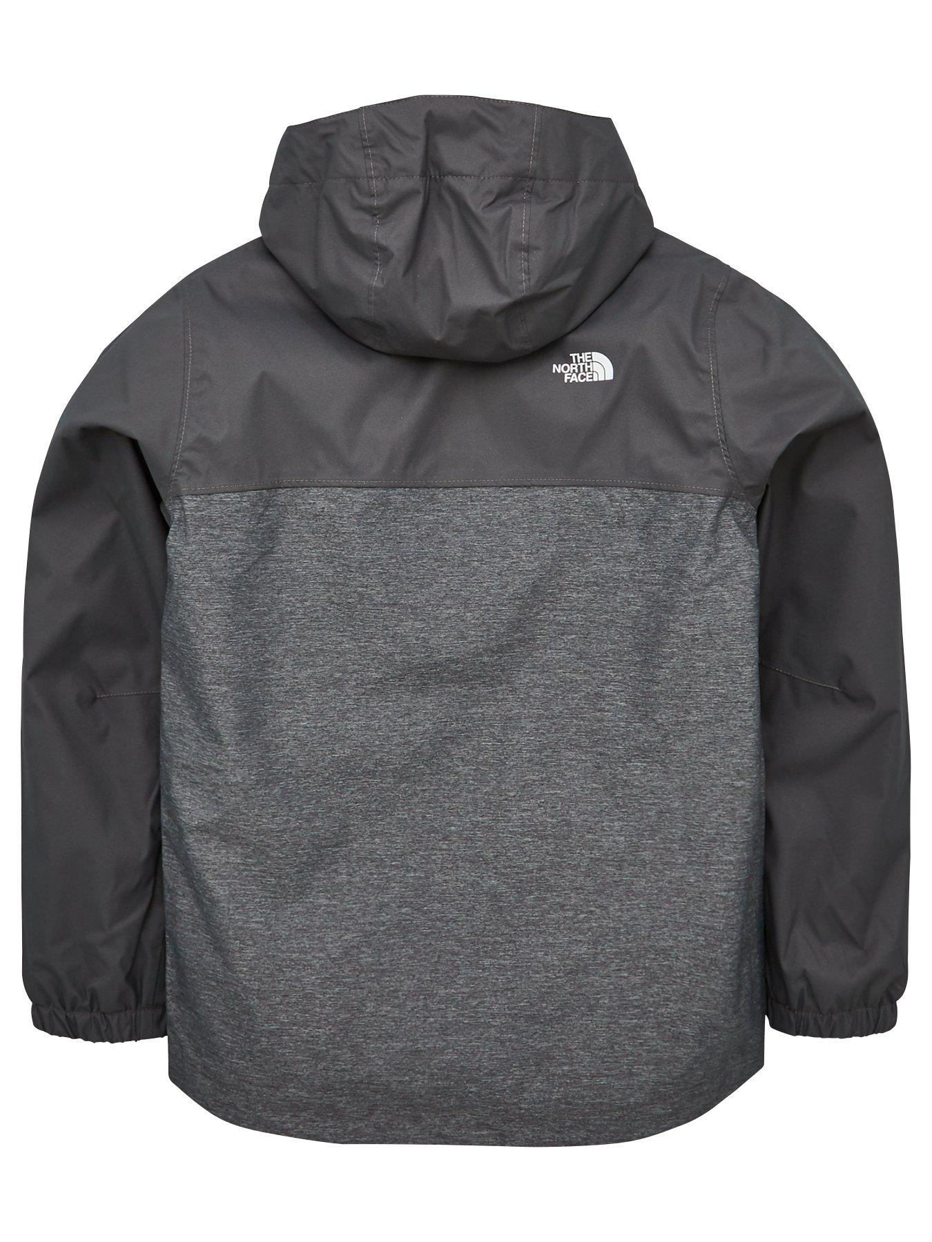 black and grey north face coat