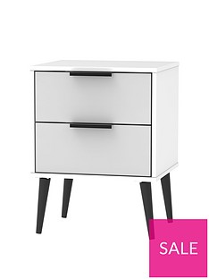 Copenhagen Ready Assembled 2 Drawer Bedside Table