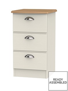 Charlotte Ready Assembled 3 Drawer Bedside Cabinet with Integrated Wireless Charging