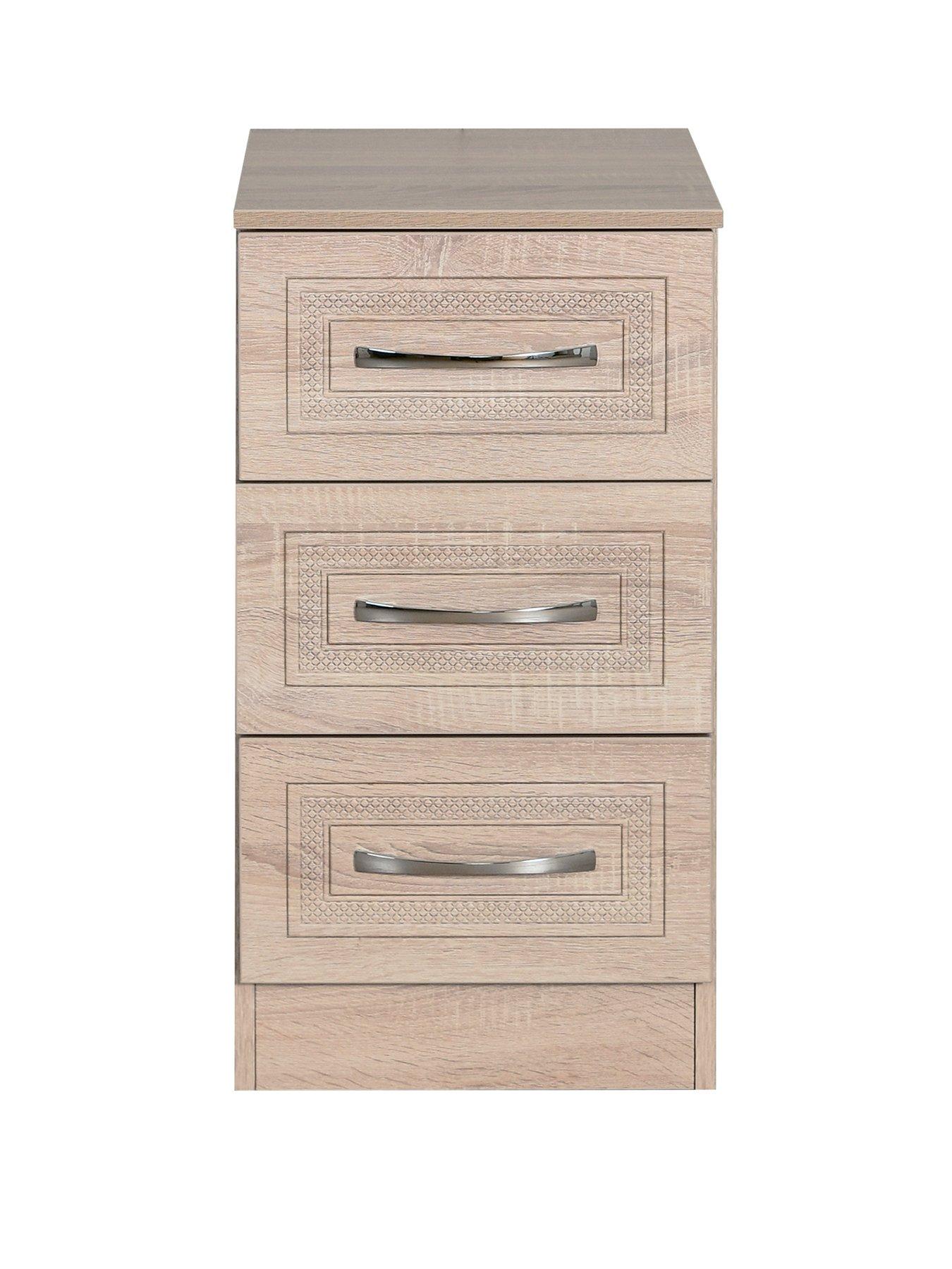 Product photograph of Swift Winchester Ready Assembled 3 Drawer Bedside Chest from very.co.uk