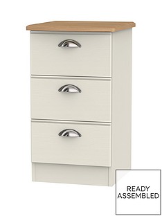 SWIFT Charlotte Ready Assembled 3 Drawer Bedside Cabinet