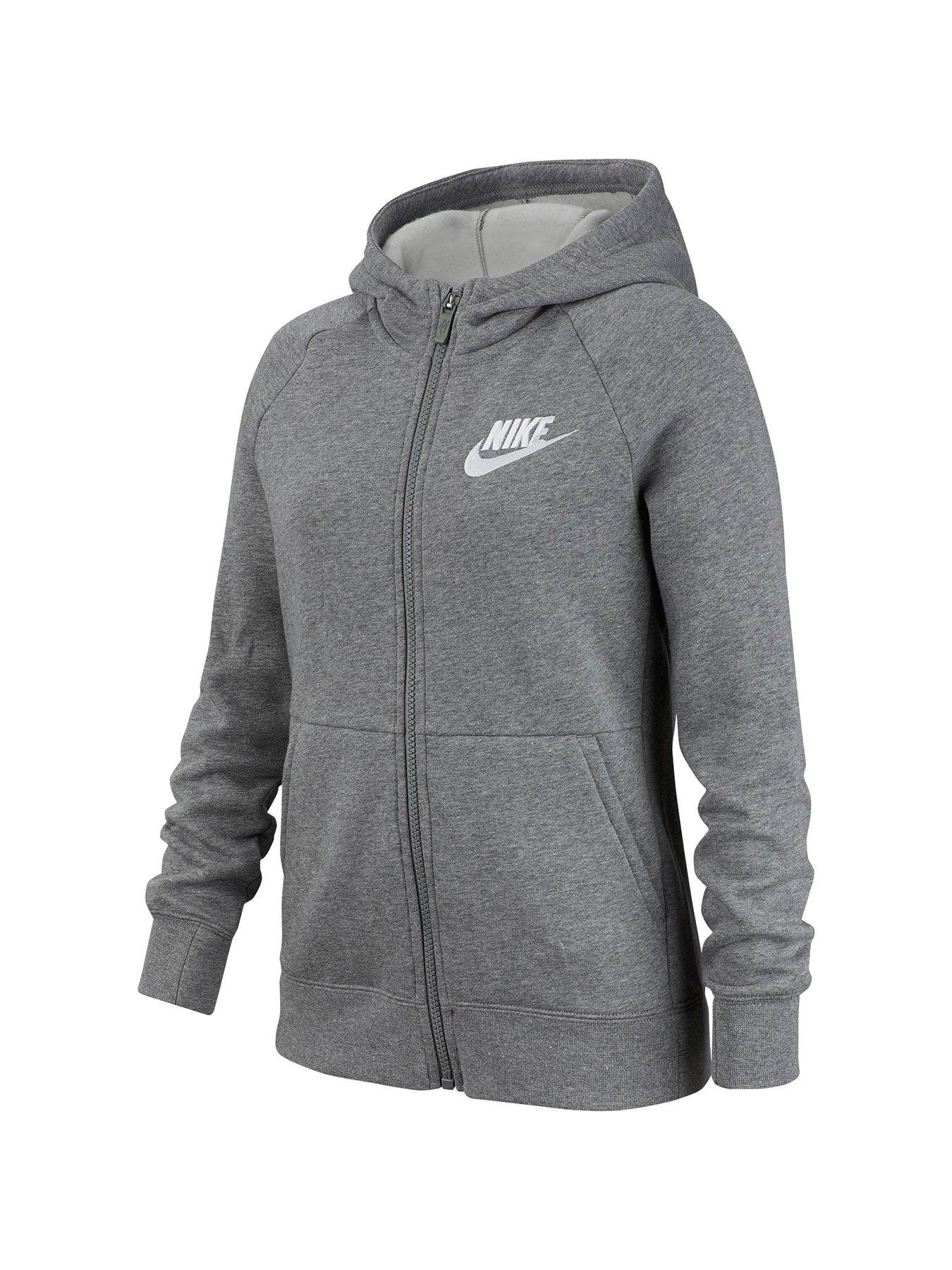 Nike Nsw Girls Full Zip Hoodie Grey White Very Co Uk