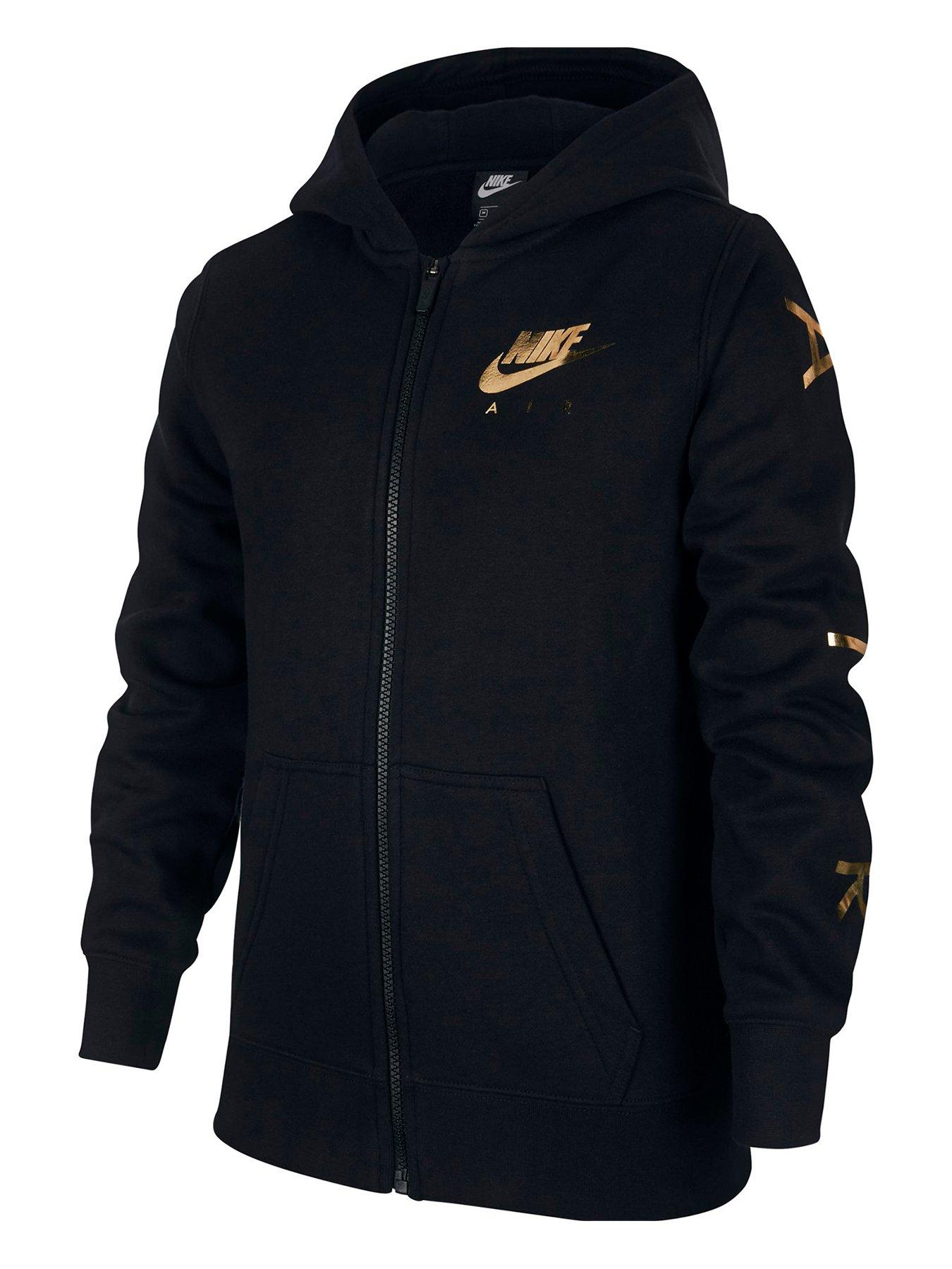 nike air hoodie black and gold