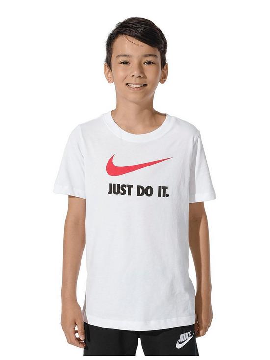 front image of nike-sportswear-kids-just-do-it-swoosh-t-shirt-whitered