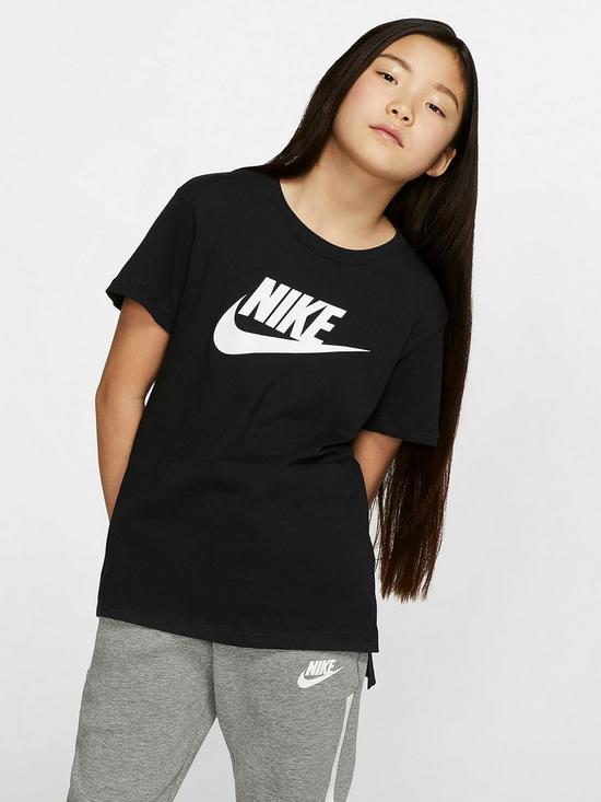 Nike Sportswear Basic Futura T-Shirt - Black/White | very.co.uk