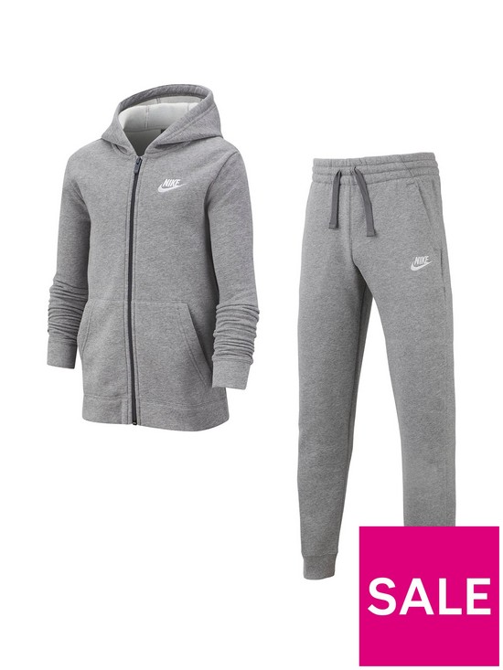 front image of nike-sportswear-kids-core-tracksuit-jogger-setnbsp--dark-grey