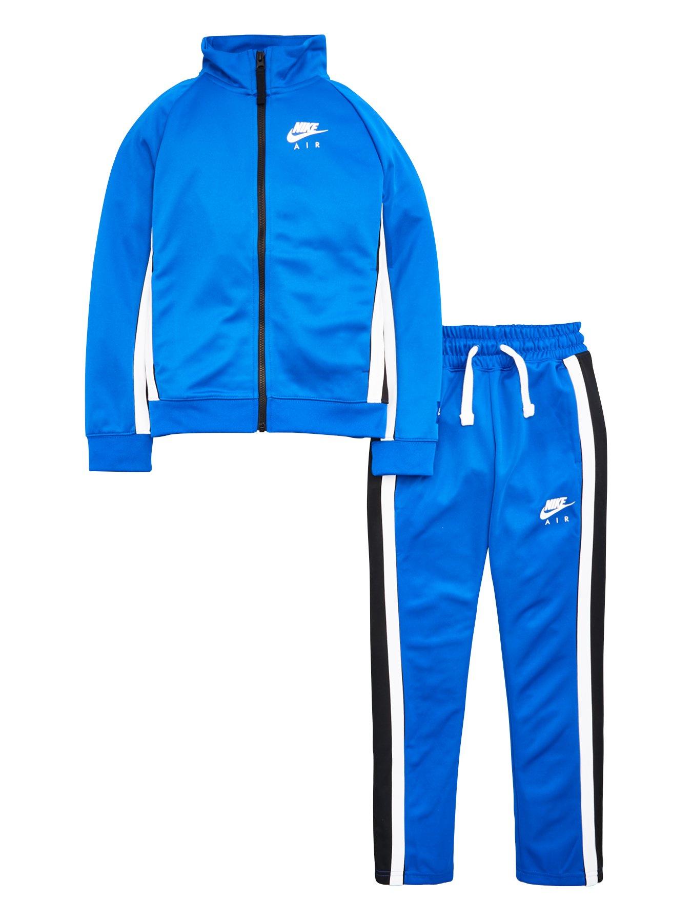 nike tracksuit blue and black