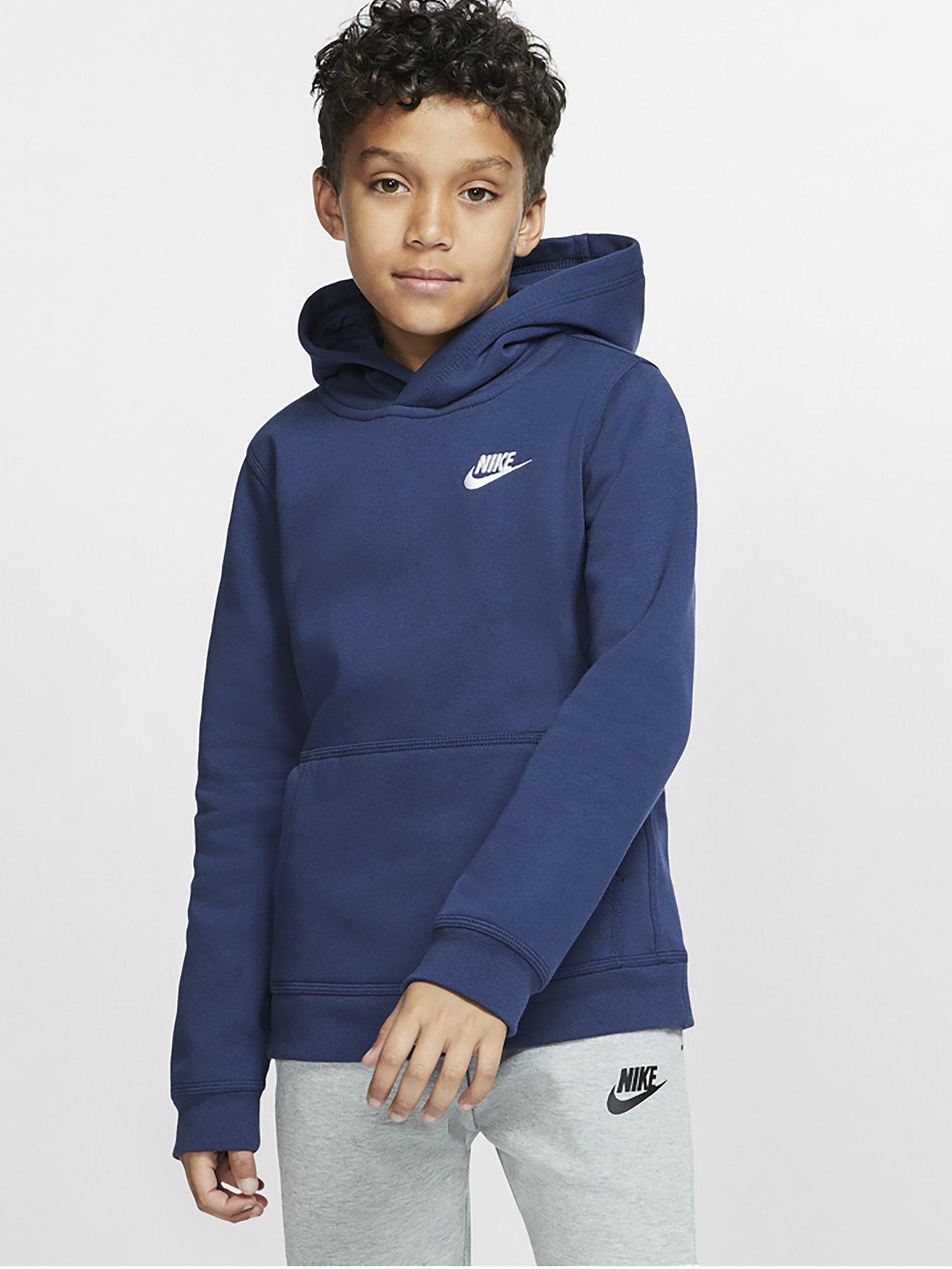 Nike Kids NSW Overhead Hoodie Club - Navy/White | very.co.uk