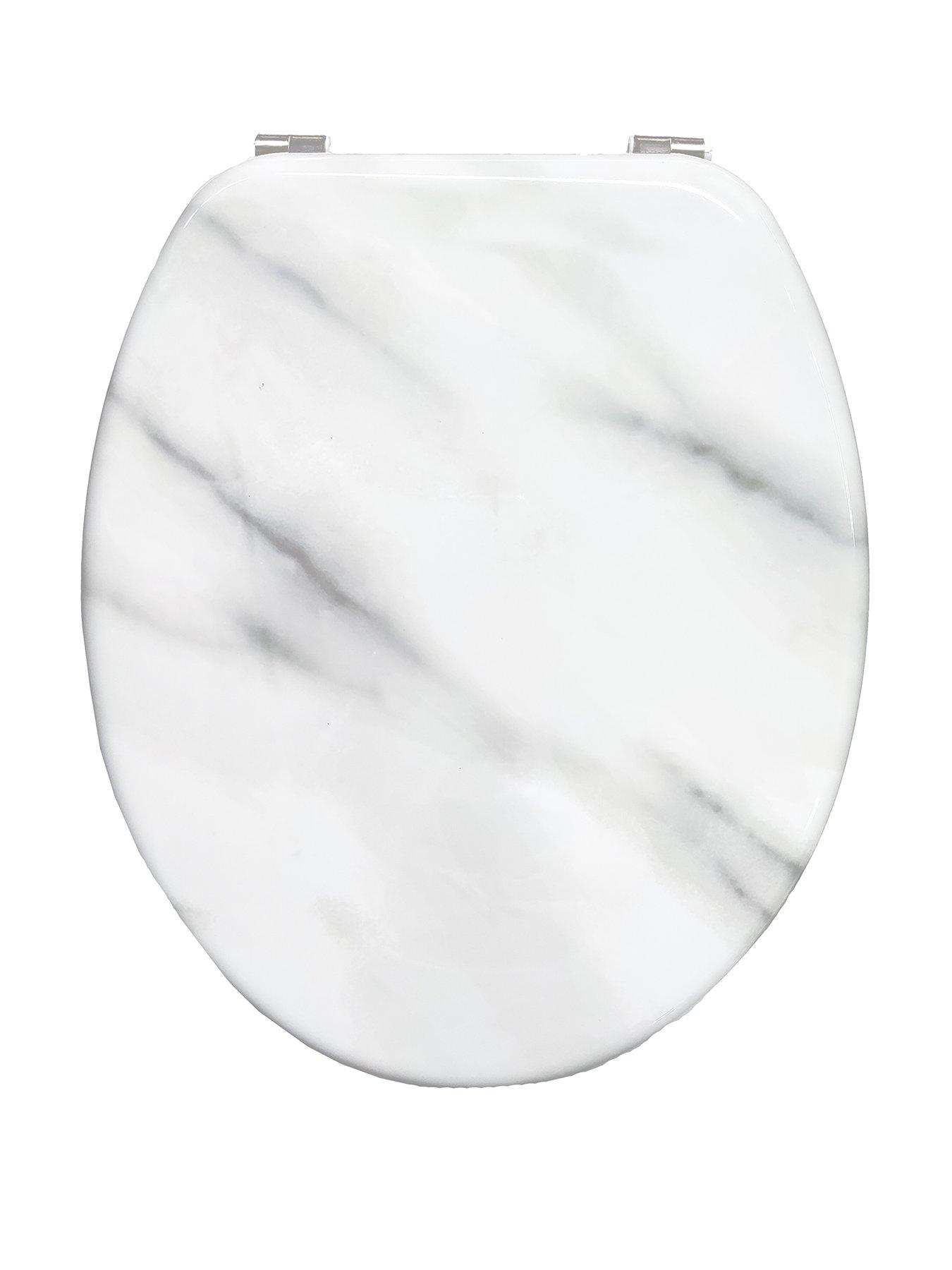 AQUALONA Marble Effect Hardwearing Wooden Toilet Seat