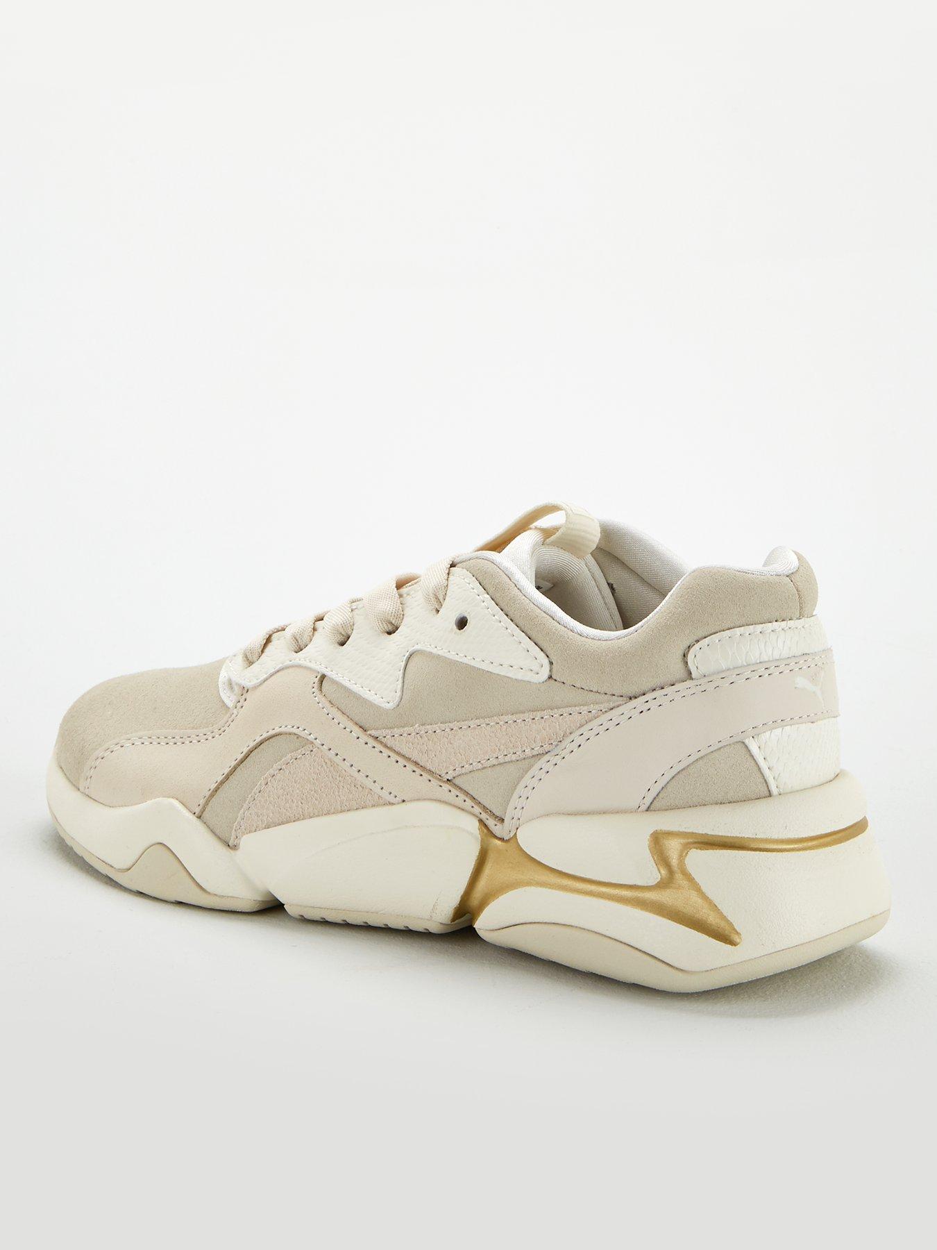 puma nova pastel grunge trainers in beige