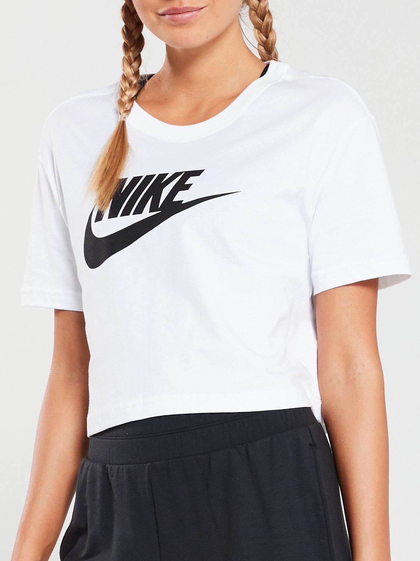 Nike NSW Essential Crop T-Shirt - White | very.co.uk